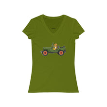 Load image into Gallery viewer, Eugene Jeep in a Jeep Women&#39;s Jersey Short Sleeve V-Neck Tee