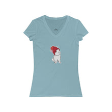 Load image into Gallery viewer, Winter Bunny Women's Jersey Short Sleeve V-Neck Tee