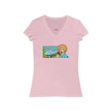 Load image into Gallery viewer, Bob Ross Poodle Painter Women&#39;s Jersey Short Sleeve V-Neck Tee