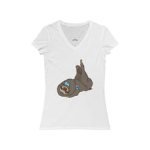 Load image into Gallery viewer, Sleepy Sloth Runtime Error Women&#39;s Jersey Short Sleeve V-Neck Tee