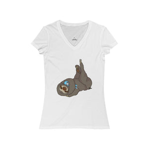 Sleepy Sloth Runtime Error Women's Jersey Short Sleeve V-Neck Tee