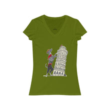 Load image into Gallery viewer, Italian Greyhound Tourist Women&#39;s Jersey Short Sleeve V-Neck Tee