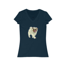 Load image into Gallery viewer, Pug Dog Women's Jersey Short Sleeve V-Neck Tee